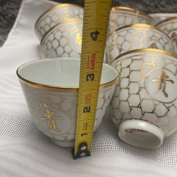 Antique Chinese jiang xi Porcelain Tea Cup Set of 10 " Long Life & Prosperity" - Picture 10 of 16